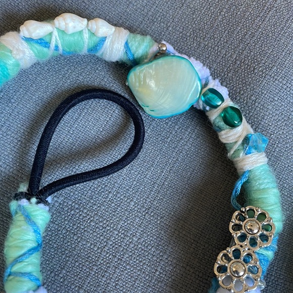 Mermaid Gypsy Hair Braid Removable Dread Blue White Turquoise Shells Beads - Picture 5 of 5